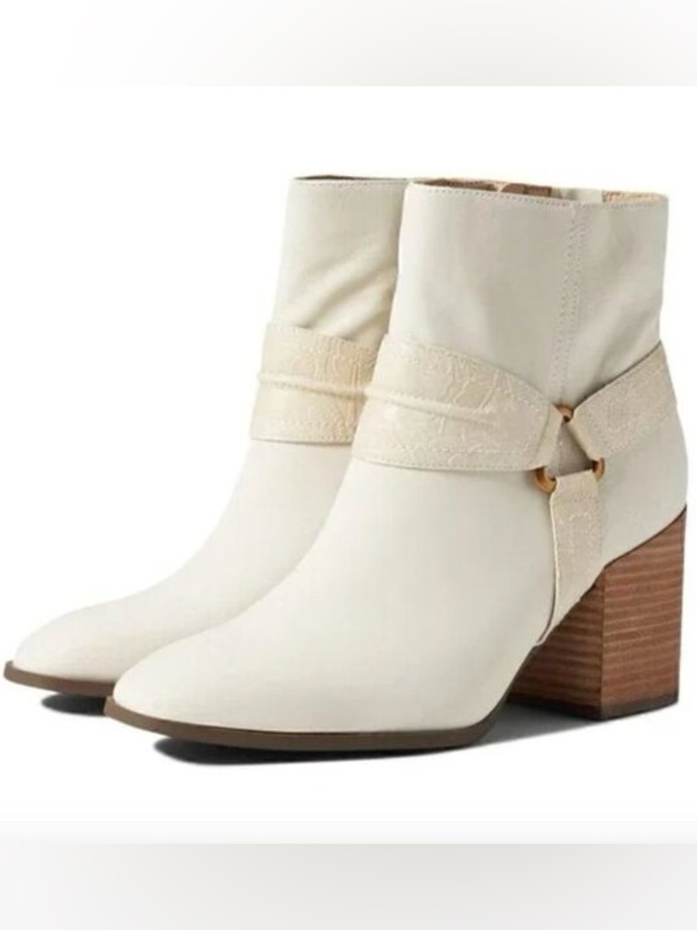 Vionic Carnelia Cream Leather Ankle Boots Women’s 9 Western Block Heel GUC